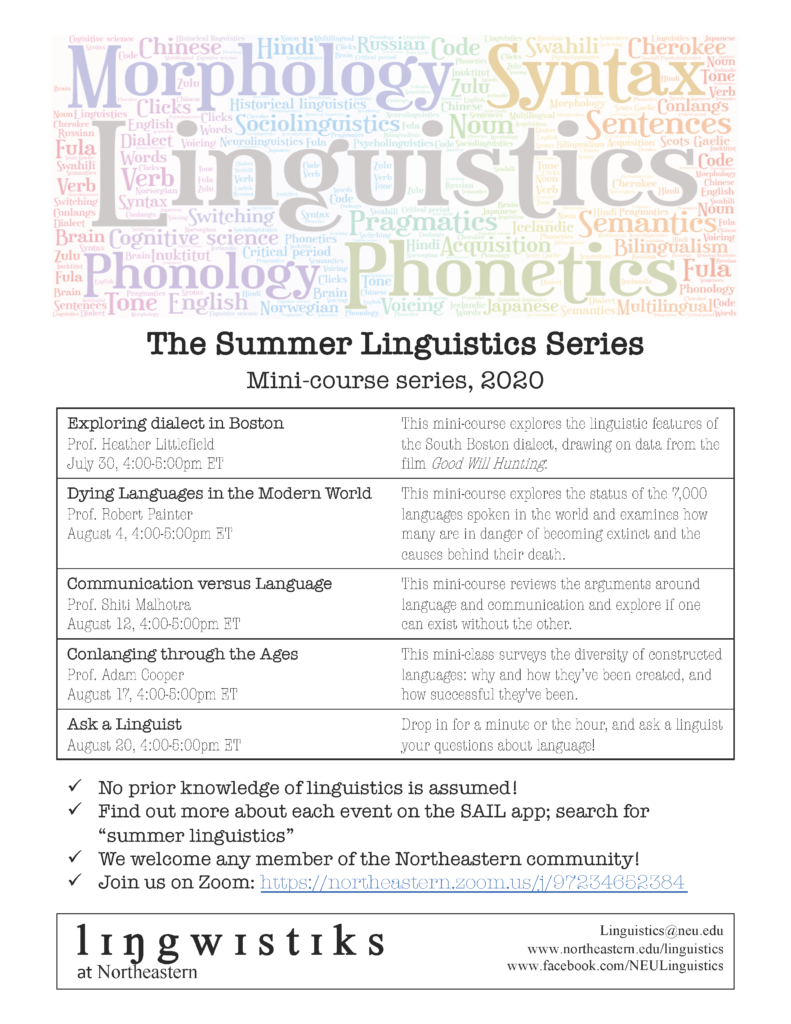 Summer Linguistics Series Undergraduate News